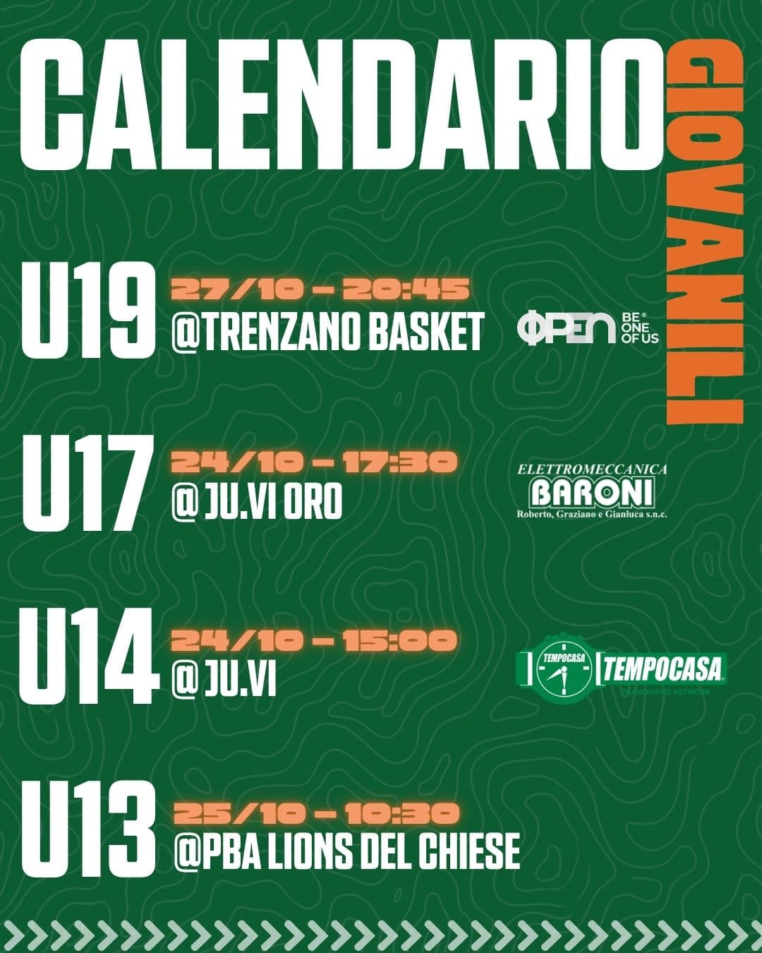 Calendario giovanili della settimana