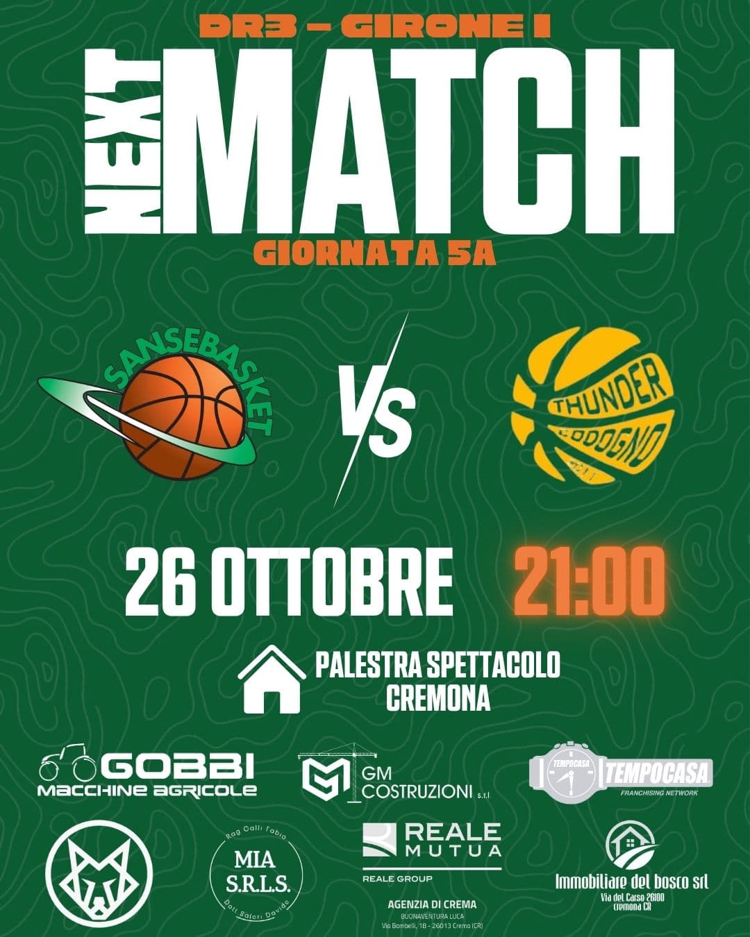 Gameday DR3: Sansebasket vs Thunder Codogno